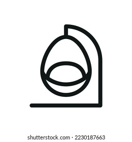 Rattan swing chair isolated icon. Outdoor rattan swing patio furniture vector icon with editable stroke