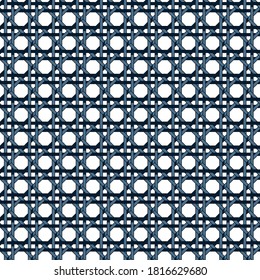 Rattan weave seamless pattern in Navy color used in chair weaving, can be use for background and texture 