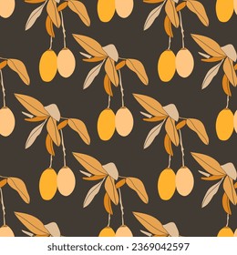 Rattern of mango tree branches.Graphic images pictures.Vector.