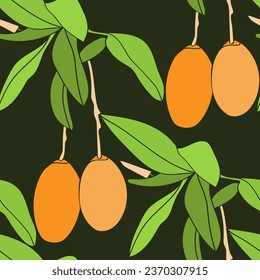 Rattern of mango tree branches.Graphic images pictures.Vector.Seamless pattern.