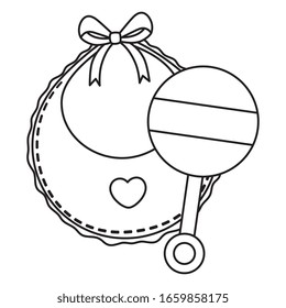 rattle baby with baby bib line style icon vector illustration design
