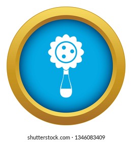 Rattle baby toy icon blue vector isolated on white background for any design
