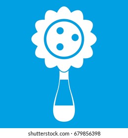 Rattle baby toy icon white isolated on blue background vector illustration