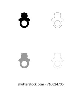 Rattle black and grey set icon .