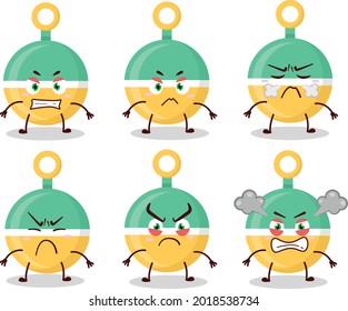 Rattle Cartoon Charakter mit verschiedenen wütenden Ausdrücken. Vektorgrafik