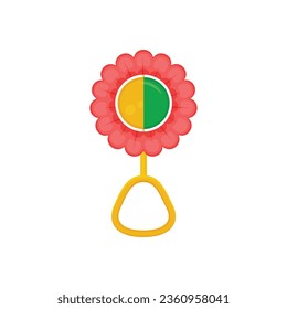 A rattle. Children s toy rattle in the form of a flower. Educational toy for kids. Vector illustration isolated on a white background