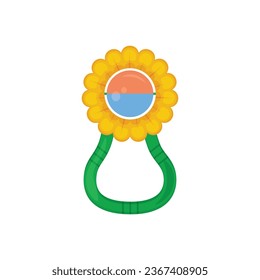 A rattle. Children s toy rattle in the form of a flower. Educational toy for kids. Vector illustration isolated on a white background