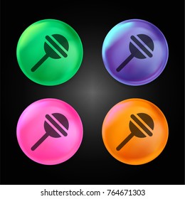 Rattle crystal ball design icon in green - blue - pink and orange.