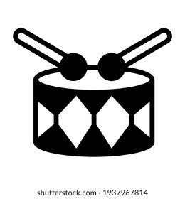 Rattle and drum icon, music drum in solid design