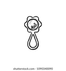 Rattle hand drawn outline doodle icon. Rattle as concept of kids and baby accessory vector sketch illustration for print, web, mobile and infographics isolated on white background.