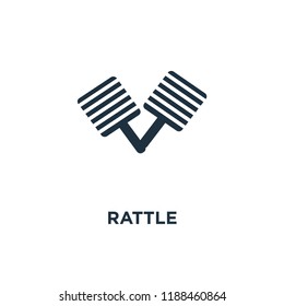 Rattle icon. Black filled vector illustration. Rattle symbol on white background. Can be used in web and mobile.