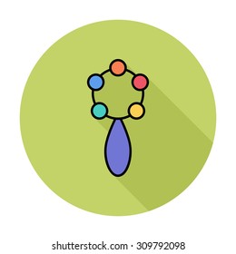 Rattle icon. Flat vector related icon with long shadow for web and mobile applications. It can be used as - logo, pictogram, icon, infographic element. Vector Illustration.