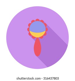 Rattle icon. Flat vector related icon with long shadow for web and mobile applications. It can be used as - logo, pictogram, icon, infographic element. Vector Illustration.