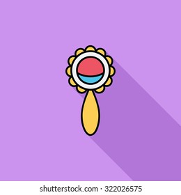 Rattle icon. Flat vector related icon with long shadow for web and mobile applications. It can be used as - logo, pictogram, icon, infographic element. Vector Illustration.
