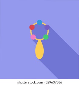 Rattle icon. Flat vector related icon with long shadow for web and mobile applications. It can be used as - logo, pictogram, icon, infographic element. Vector Illustration.