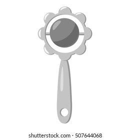 Rattle icon. Gray monochrome illustration of rattle vector icon for web