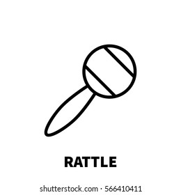 Rattle icon or logo in modern line style. High quality black outline pictogram for web site design and mobile apps. Vector illustration on a white background.