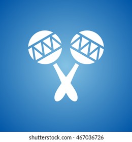 Rattle Icon on blue color. 