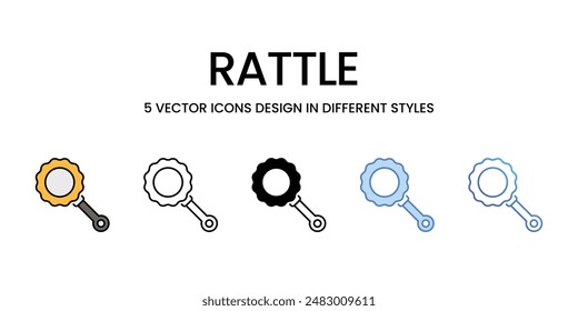 Rattle icons vector set stock illustration.