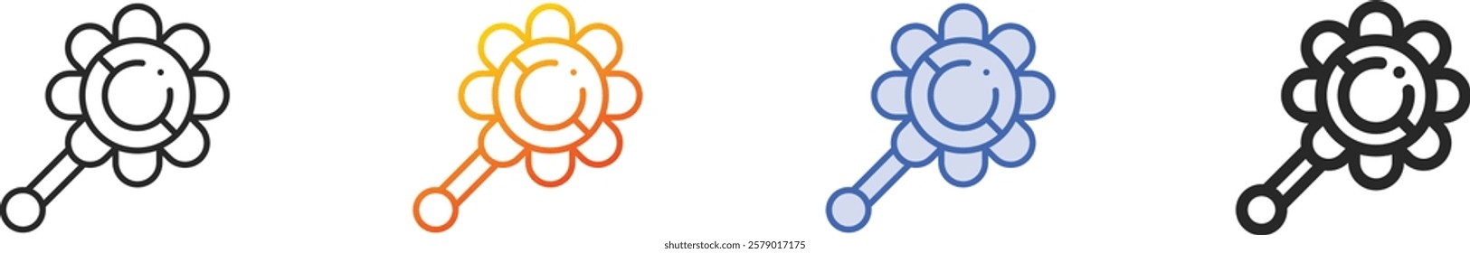 rattle icon.Thin Linear, Gradient, Blue Stroke and bold Style Design Isolated On White Background