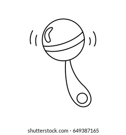 Rattle isolated on white background. Vector illustration, flat style.