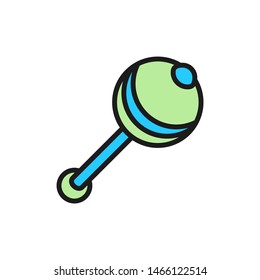 Rattle, maraca flat color icon.
