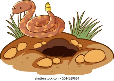 Rattle Snake With Hole On White Background Illustration