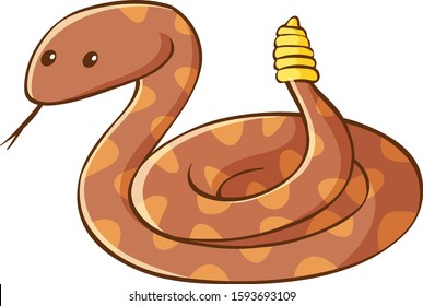Rattle snake on white background illustration