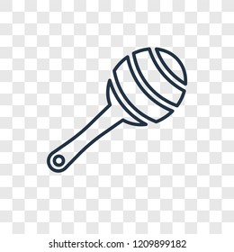 Rattle toy concept vector linear icon isolated on transparent background, Rattle toy concept transparency concept in outline style