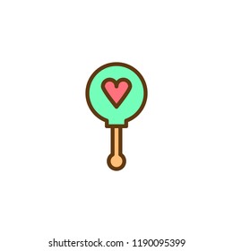 Rattle toy filled outline icon, line vector sign, linear colorful pictogram isolated on white. Baby rattle symbol, logo illustration. Pixel perfect vector graphics
