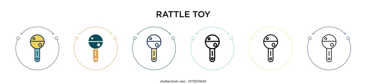 Rattle toy icon in filled, thin line, outline and stroke style. Vector illustration of two colored and black rattle toy vector icons designs can be used for mobile, ui, web