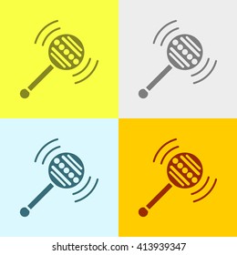 Rattle Toy Icon on Four Different Backgrounds. Eps-10.