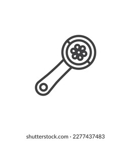 Icono de la línea de juguete de rattle. signo de estilo lineal para concepto móvil y diseño web. Icono de vector de contorno de bovino de bebé. Símbolo, ilustración del logotipo. Gráficos vectoriales