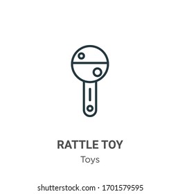Rattle toy outline vector icon. Thin line black rattle toy icon, flat vector simple element illustration from editable toys concept isolated stroke on white background