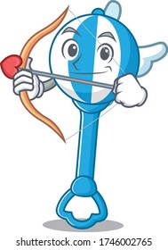 Rattle toy in sweet romantic cupid cartoon drawing with arrow