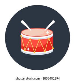 Rattles with drum, snare drum or beating drum concept icon