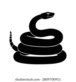 Rattlesnake Coiled in Defensive Posture Icon with High Contrast Minimalist Style on White Background for Tactical Branding