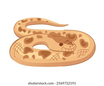 Rattlesnake coiled with detailed scales and patterns. Simple cartoon animal design. Perfect for wildlife, reptiles, or nature designs. Vector illustration isolated on white background