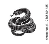Rattlesnake coiled up silhouette vector art 