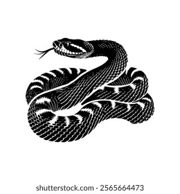 Rattlesnake coiled up silhouette vector art 