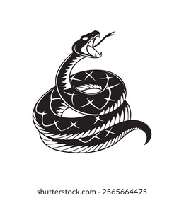 Rattlesnake coiled up silhouette vector art 