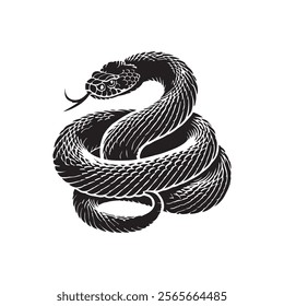 Rattlesnake coiled up silhouette vector art 