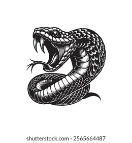 Rattlesnake coiled up silhouette vector art 