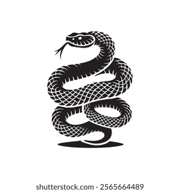 Rattlesnake coiled up silhouette vector art 