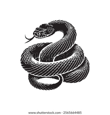 Rattlesnake coiled up silhouette vector art 