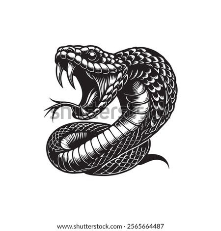 Rattlesnake coiled up silhouette vector art 