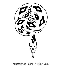 Rattlesnake hand drawn vector illustration. Good for posters, stickers, card, print and other. 