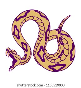 Rattlesnake hand drawn vector illustration. Good for posters, stickers, card, print and other. 