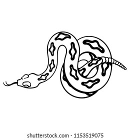 Rattlesnake hand drawn vector illustration. Good for posters, stickers, card, print and other. 