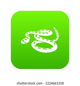 Rattlesnake icon green vector isolated on white background